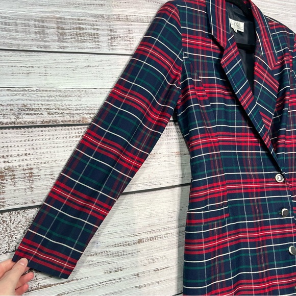 VTG Ashlee California Size 4 Blazer Romper Holiday Plaid Wrap Retro Christmas - Picture 3 of 10